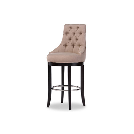Baxton Studio Harmony Button-tufted Beige Upholstered Bar Stool with Footrest 119-6384